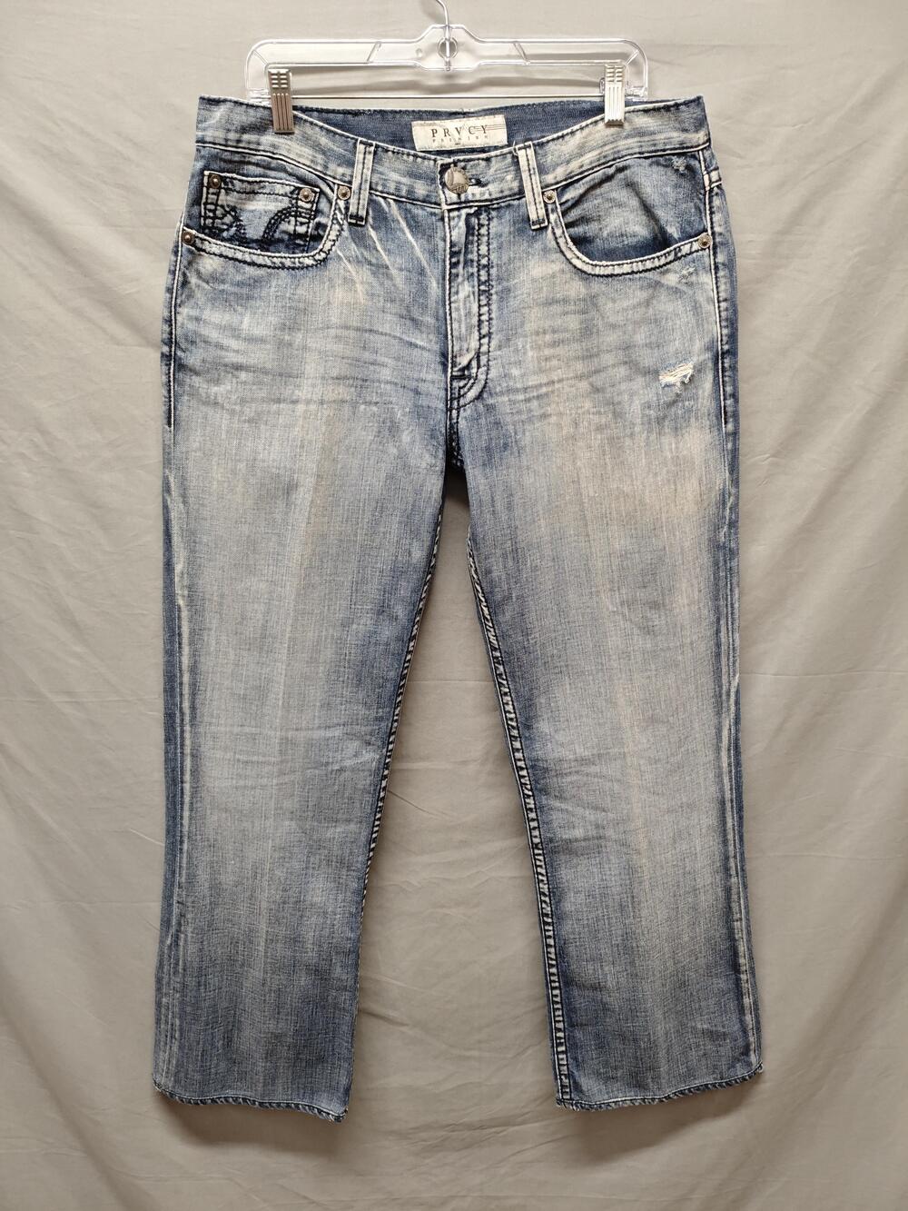 PRVCY Premium Jeans Womens 36 Blue Malibu Hills Distressed Flap Pockets USA